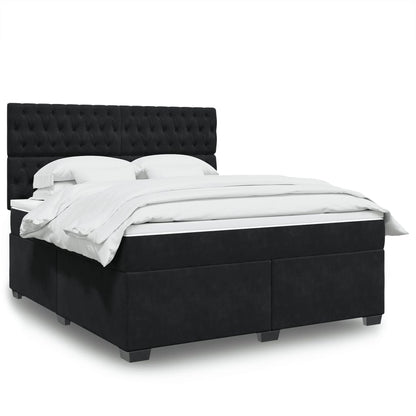 Box Spring Postel S Matrací Černá Samet Černá