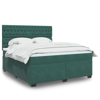 Box Spring Postel S Matrací Samet Tmavě Zelená
