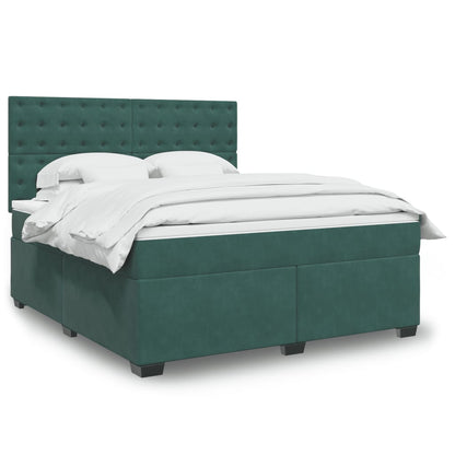 Box Spring Postel S Matrací Samet Tmavě Zelená