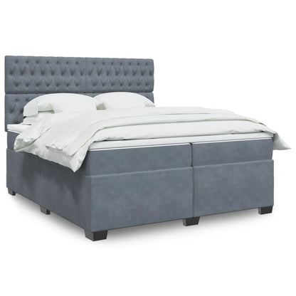 Box Spring Postel S Matrací Samet Tmavě Šedá