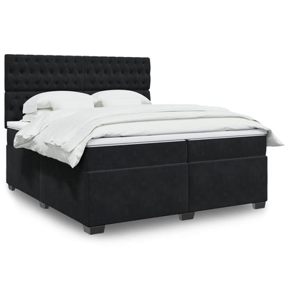 Box Spring Postel S Matrací Černá Samet Černá