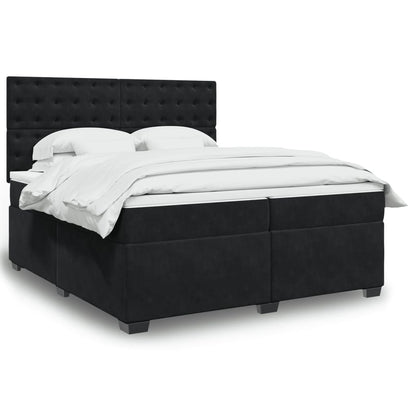 Box Spring Postel S Matrací Černá Samet Černá