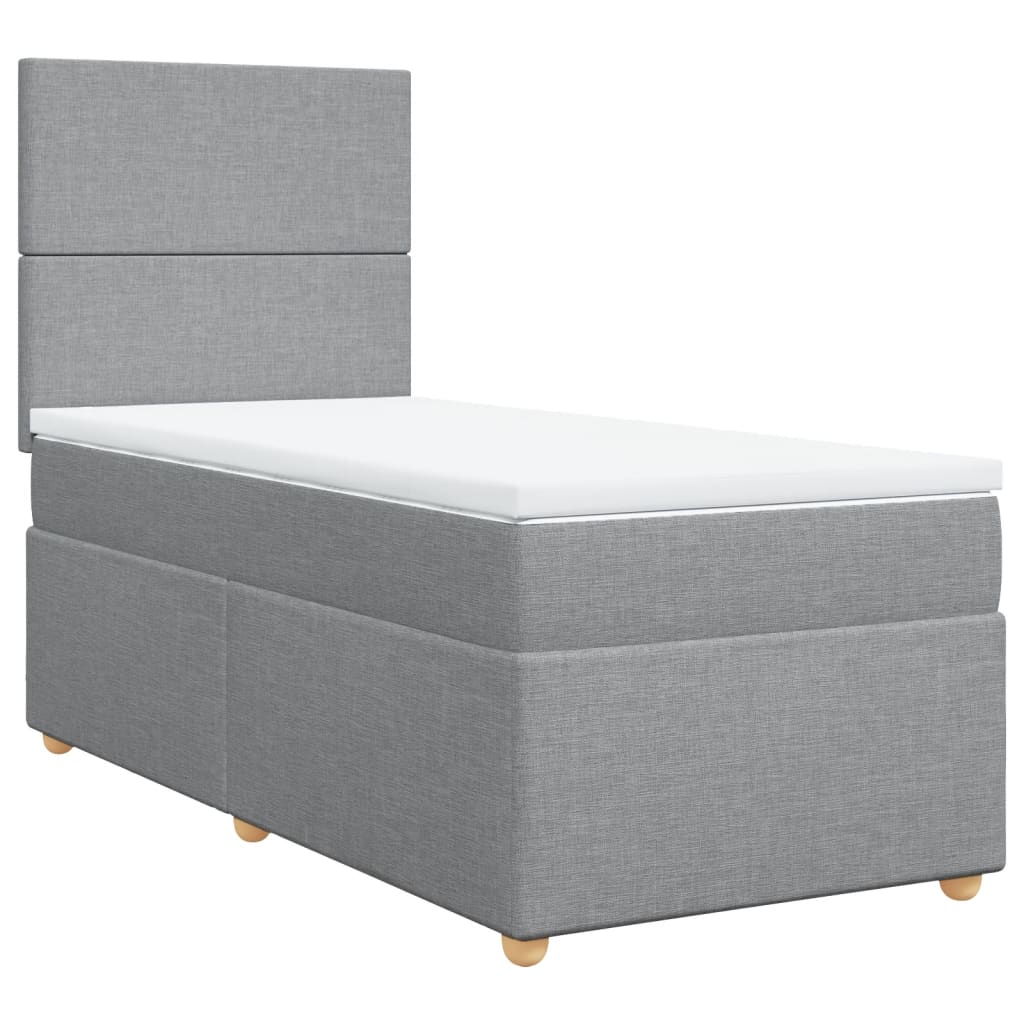 Box Spring Postel S Matrací Textil Světle Šedá