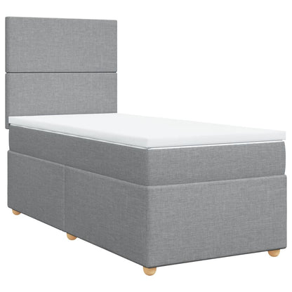 Box Spring Postel S Matrací Textil Světle Šedá