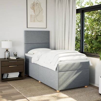Box Spring Postel S Matrací Textil Světle Šedá