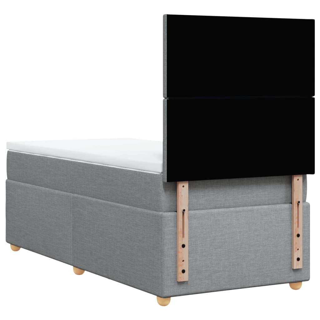 Box Spring Postel S Matrací Textil Světle Šedá
