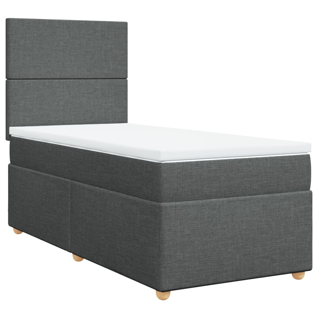 Box Spring Postel S Matrací Textil Tmavě Šedá