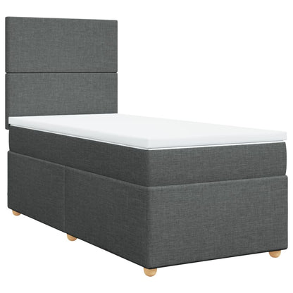 Box Spring Postel S Matrací Textil Tmavě Šedá