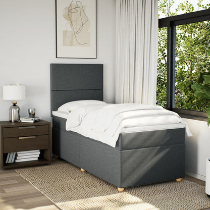 Box Spring Postel S Matrací Textil Tmavě Šedá