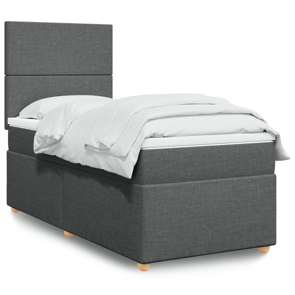 Box Spring Postel S Matrací Textil Tmavě Šedá