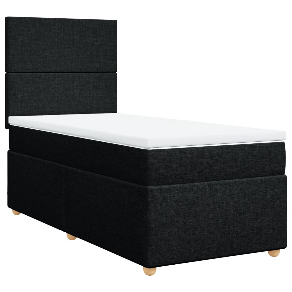 Box Spring Postel S Matrací Černá Textil Černá