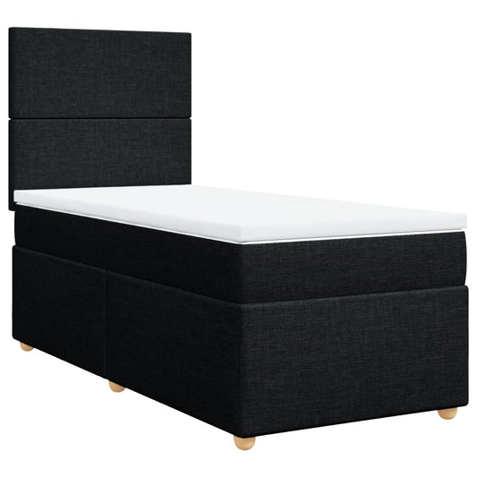 Box Spring Postel S Matrací Černá Textil Černá