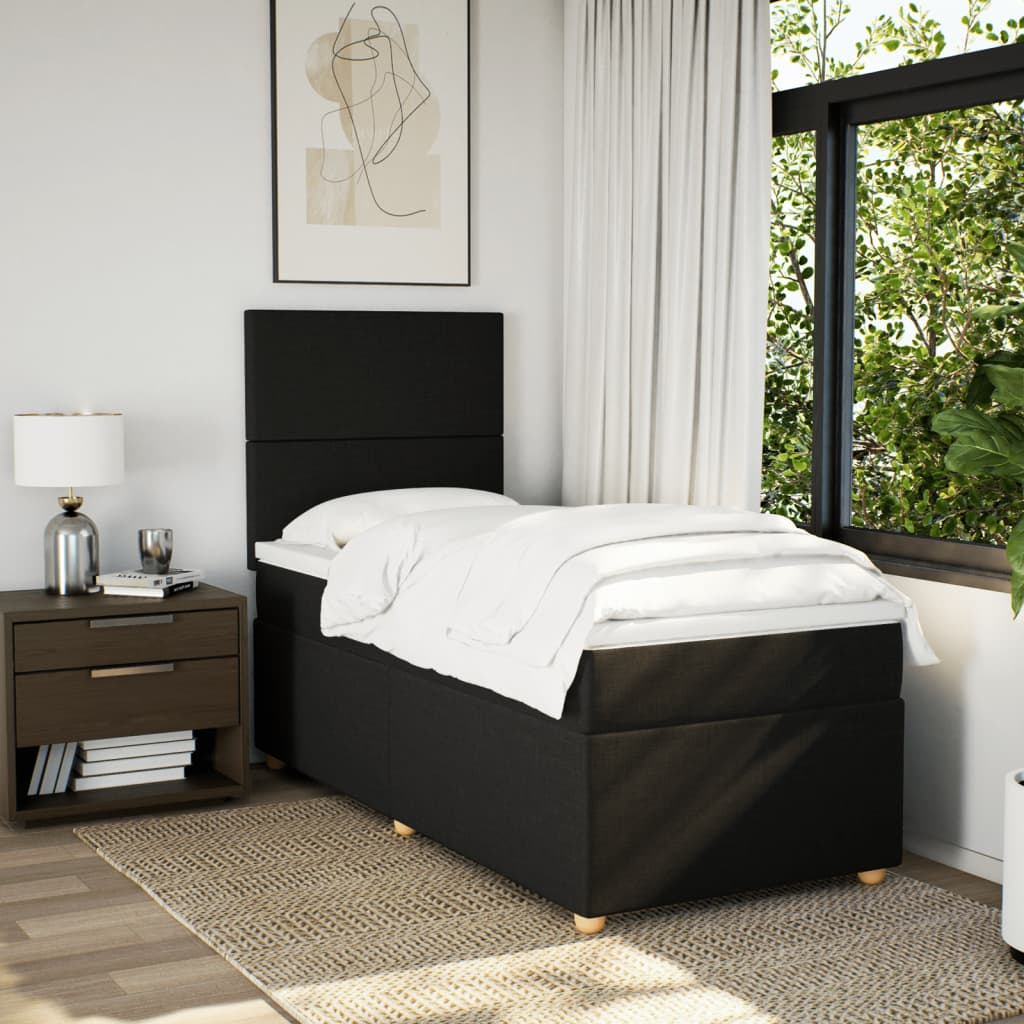 Box Spring Postel S Matrací Černá Textil Černá