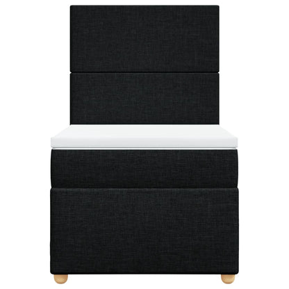 Box Spring Postel S Matrací Černá Textil Černá