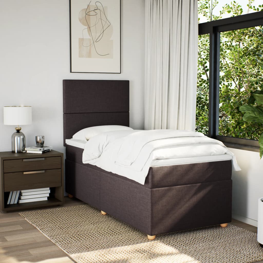 Box Spring Postel S Matrací Tmavě Hnědá 80X200 Cm Textil