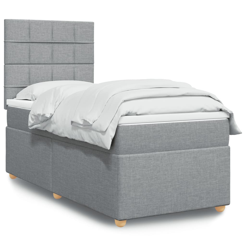 Box Spring Postel S Matrací Textil Světle Šedá
