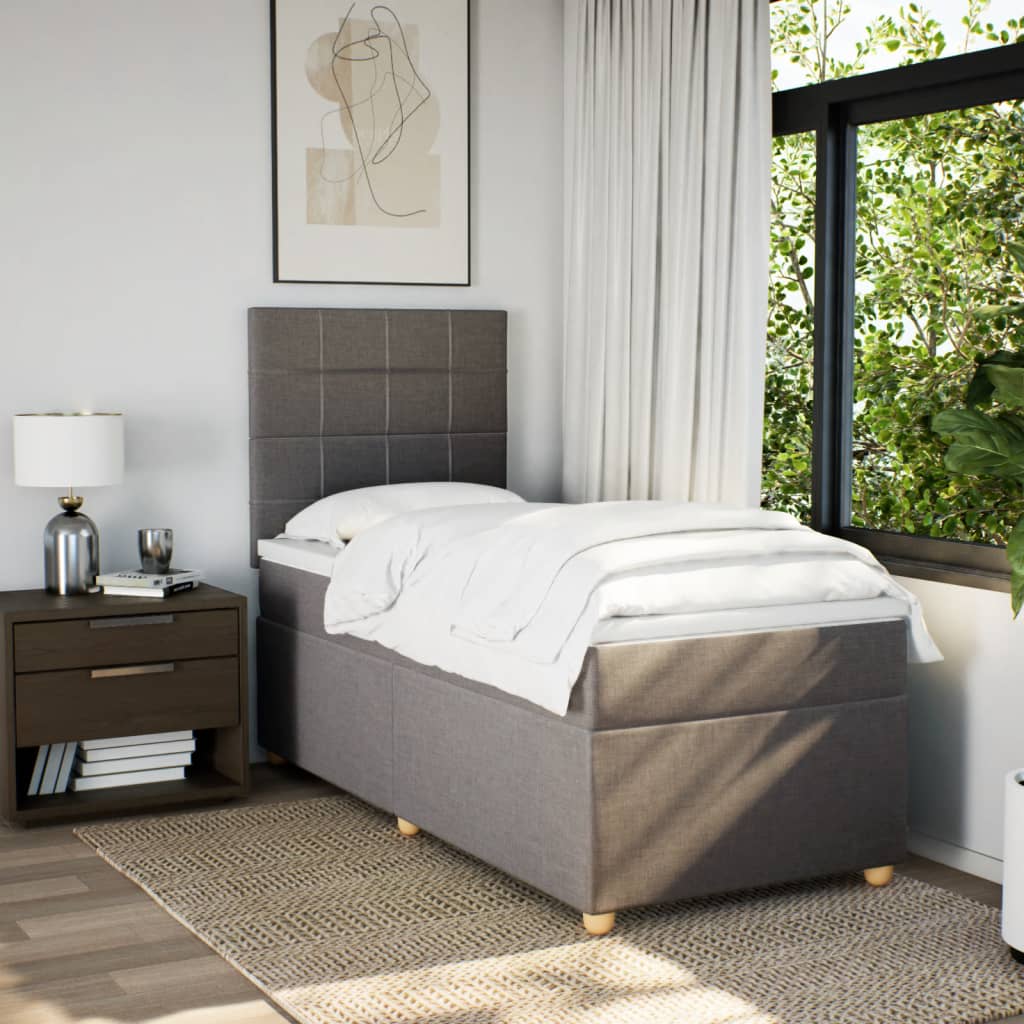 Box Spring Postel S Matrací Taupe 80X200 Cm Textil