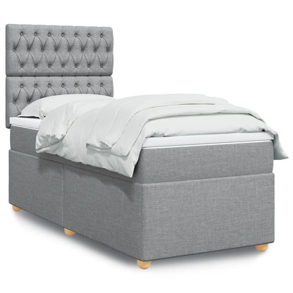 Box Spring Postel S Matrací Textil Světle Šedá