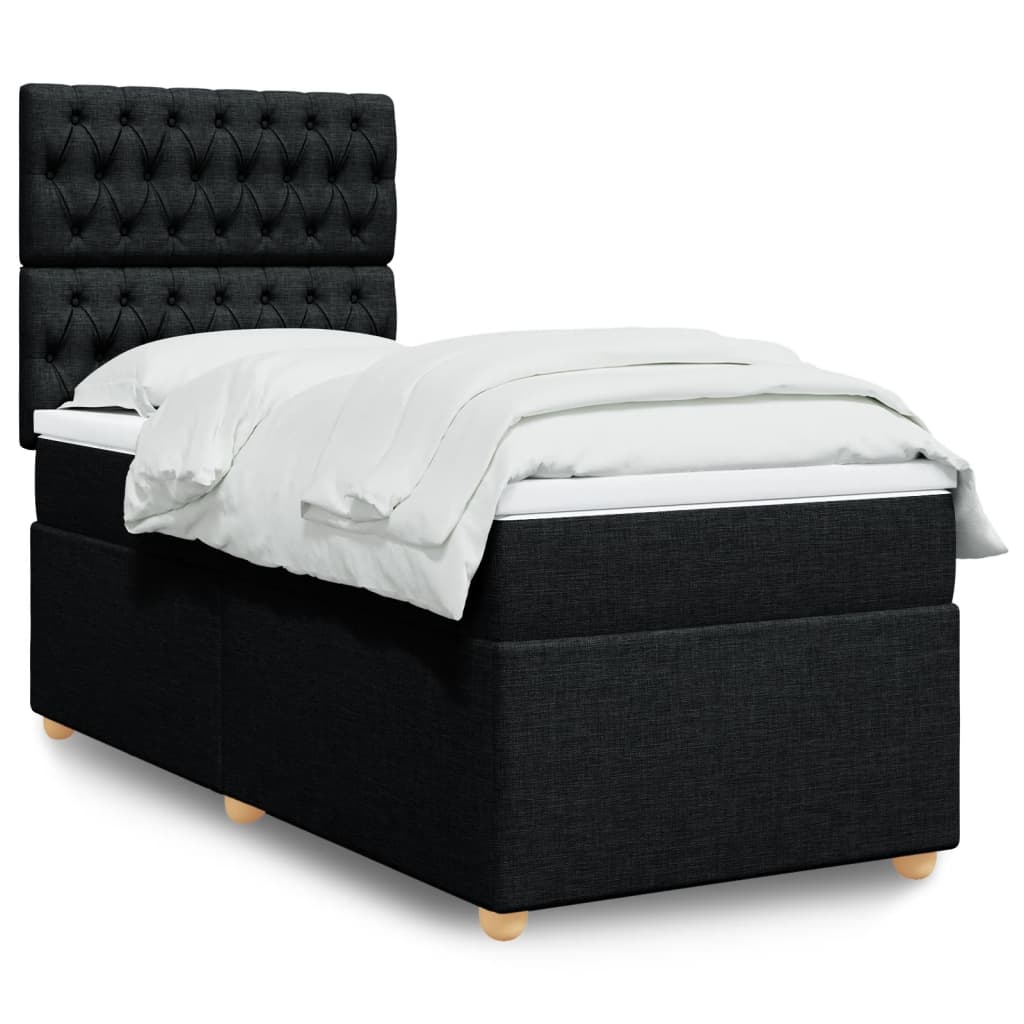Box Spring Postel S Matrací Černá Textil Černá