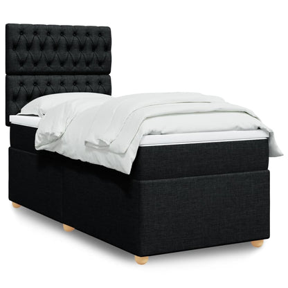 Box Spring Postel S Matrací Černá Textil Černá