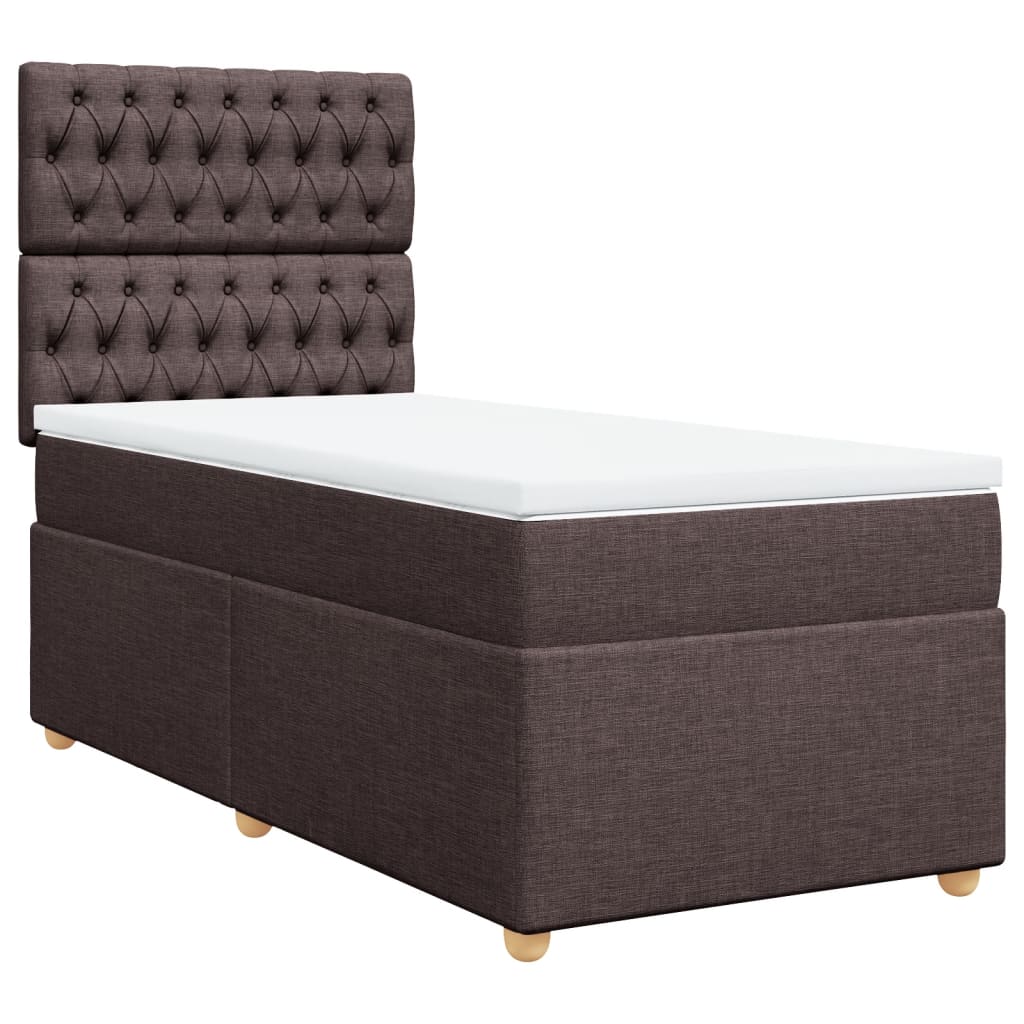 Box Spring Postel S Matrací Textil Tmavě Hnědá