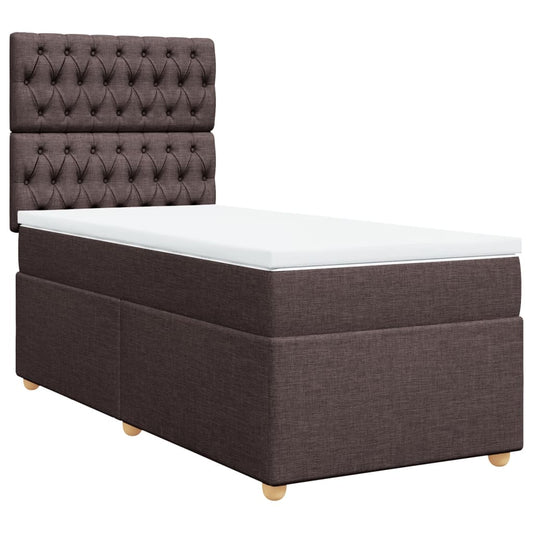 Box Spring Postel S Matrací Textil Tmavě Hnědá