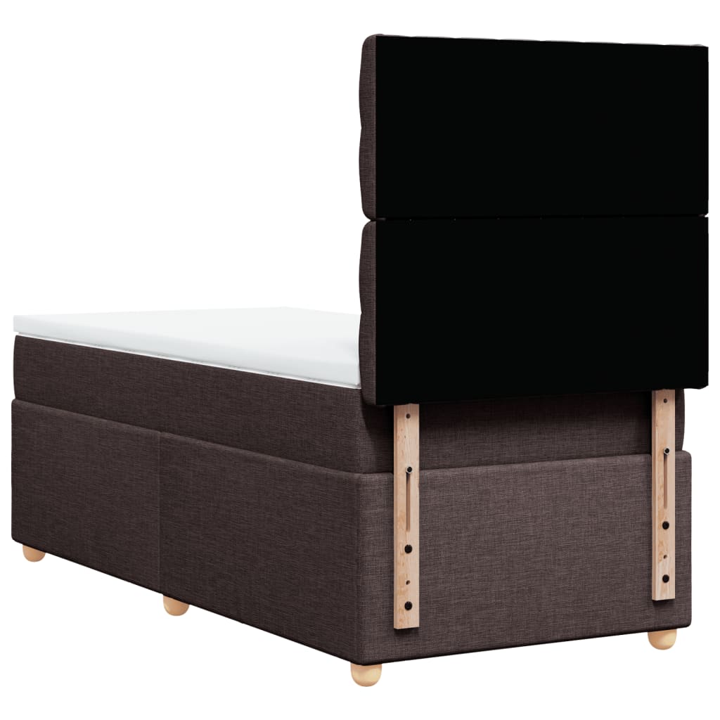 Box Spring Postel S Matrací Textil Tmavě Hnědá