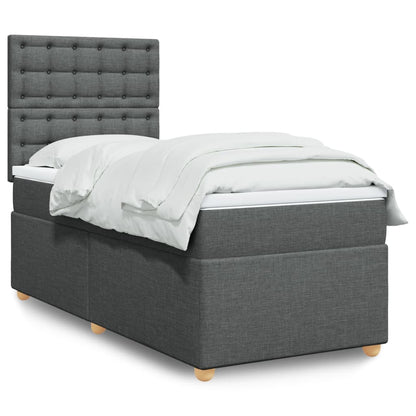 Box Spring Postel S Matrací Textil Tmavě Šedá