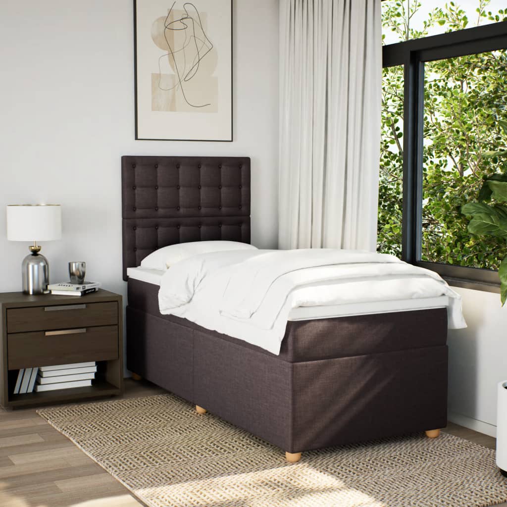 Box Spring Postel S Matrací Tmavě Hnědá 80X200 Cm Textil