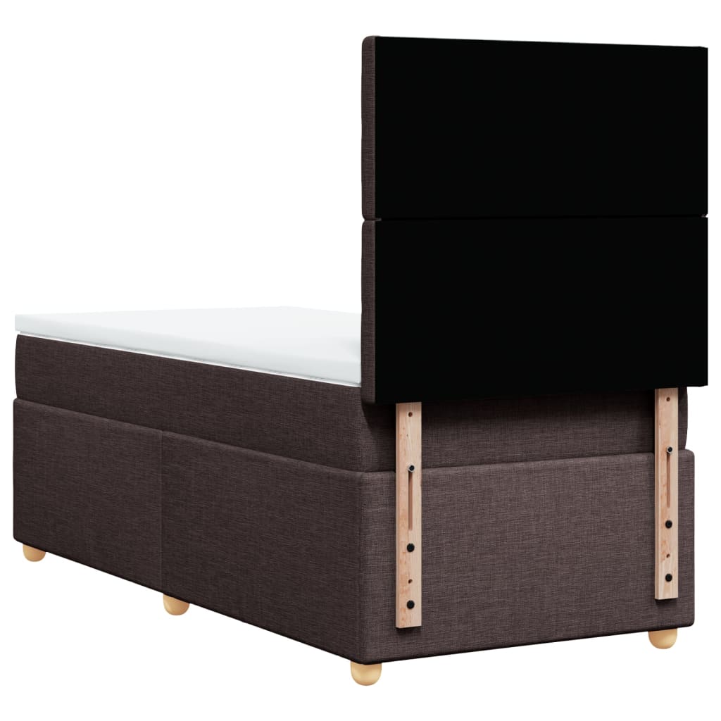 Box Spring Postel S Matrací Tmavě Hnědá 80X200 Cm Textil