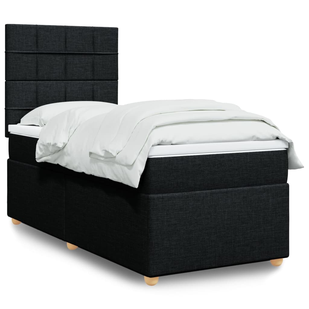 Box Spring Postel S Matrací Černá Textil Černá