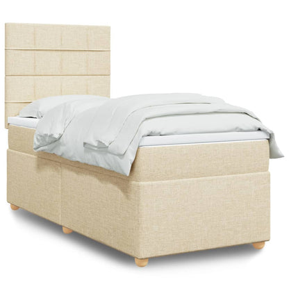 Box Spring Postel S Matrací Textil Krémová