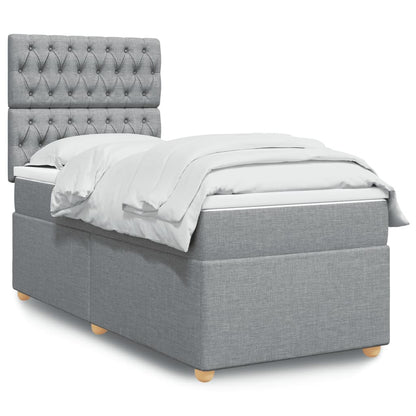 Box Spring Postel S Matrací Textil Světle Šedá