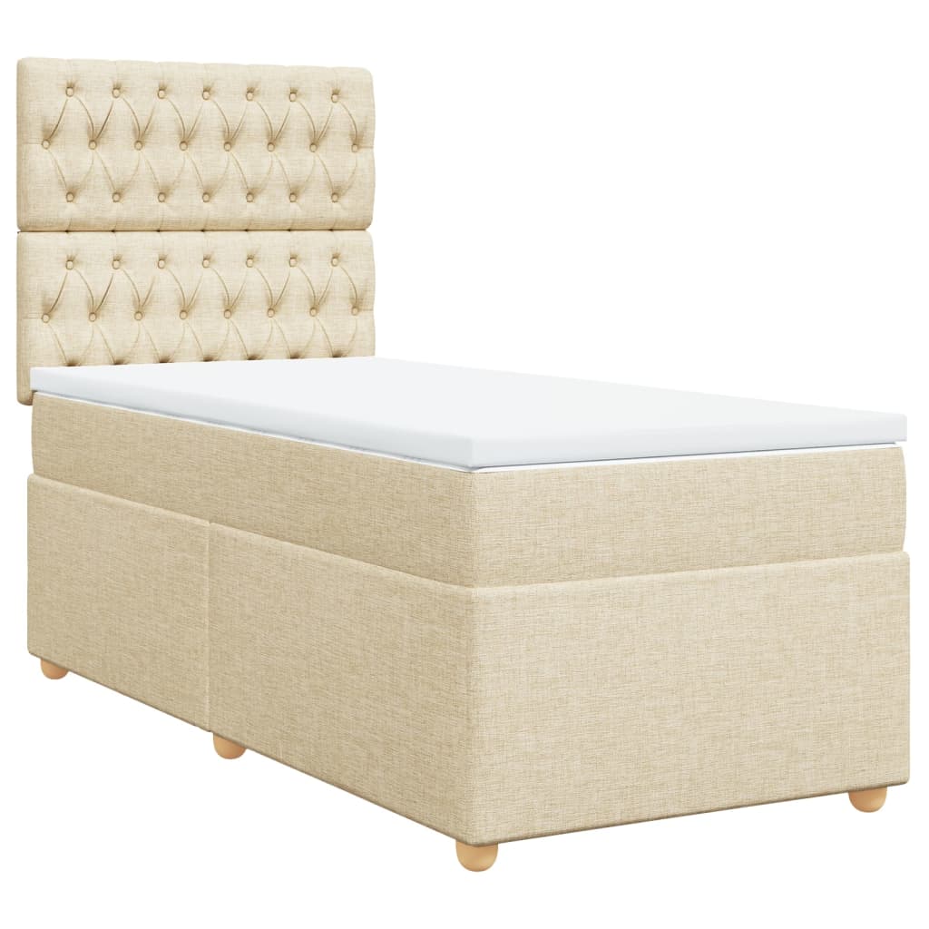 Box Spring Postel S Matrací Textil Krémová