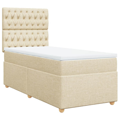 Box Spring Postel S Matrací Textil Krémová