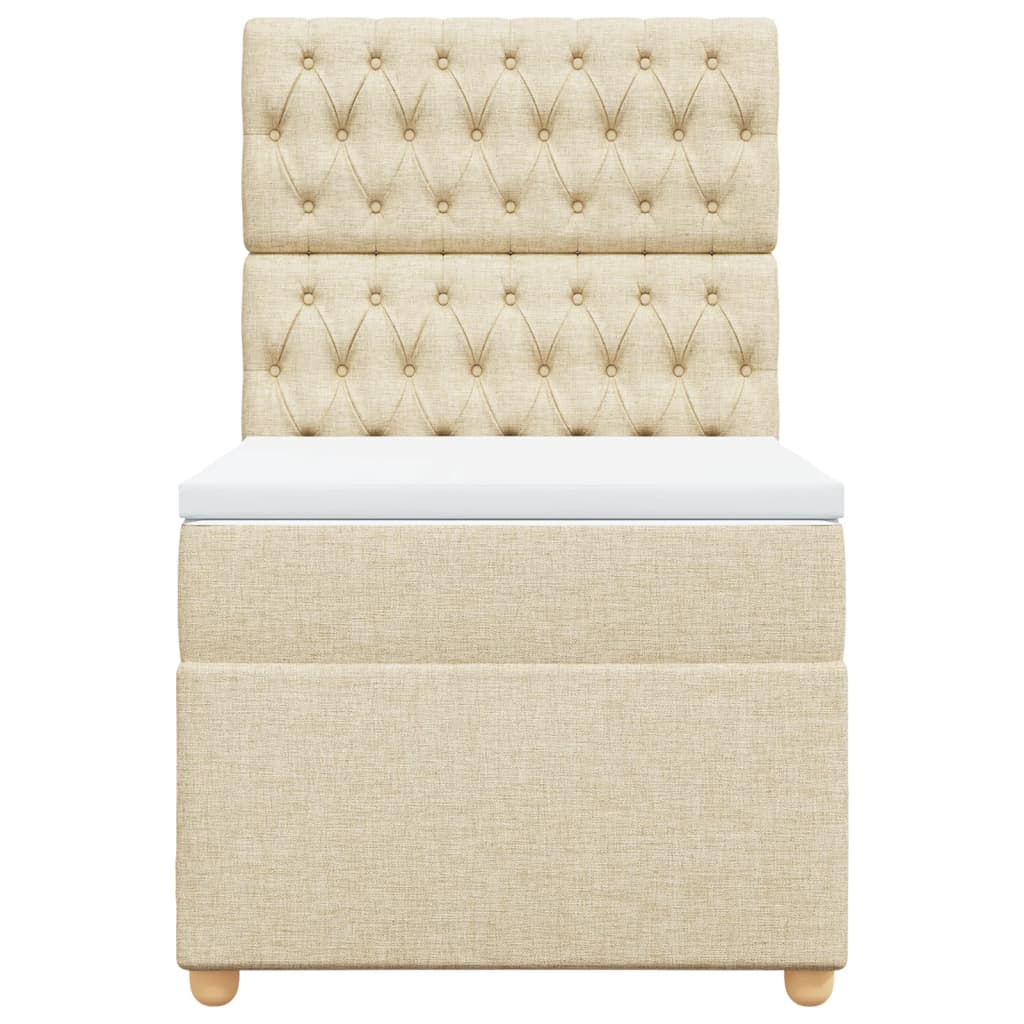 Box Spring Postel S Matrací Textil Krémová
