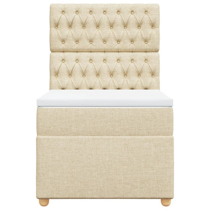 Box Spring Postel S Matrací Textil Krémová