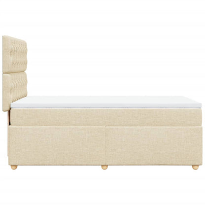 Box Spring Postel S Matrací Textil Krémová