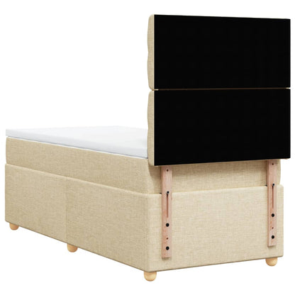 Box Spring Postel S Matrací Textil Krémová