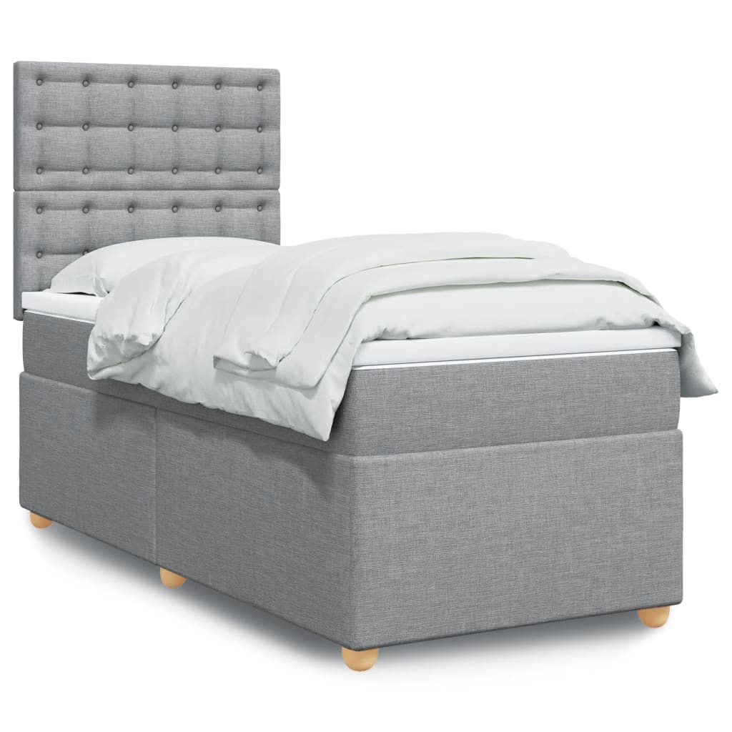 Box Spring Postel S Matrací Textil Světle Šedá