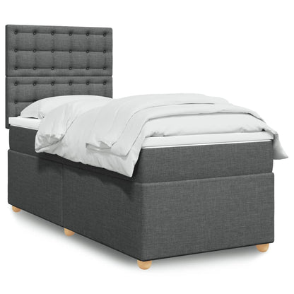 Box Spring Postel S Matrací Textil Tmavě Šedá