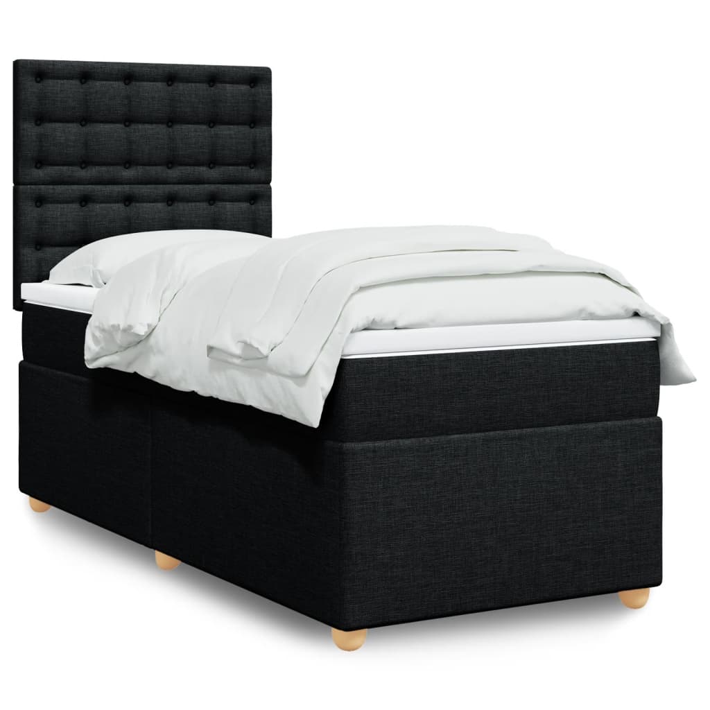 Box Spring Postel S Matrací Černá Textil Černá