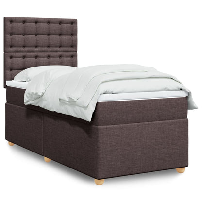 Box Spring Postel S Matrací Textil Tmavě Hnědá