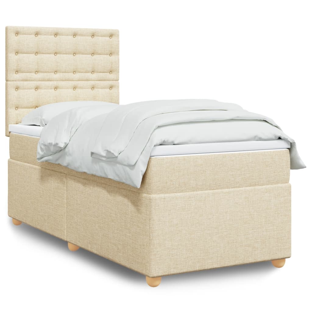 Box Spring Postel S Matrací Textil Krémová