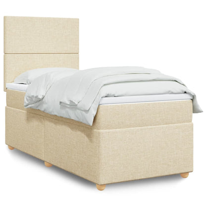 Box Spring Postel S Matrací Textil Krémová