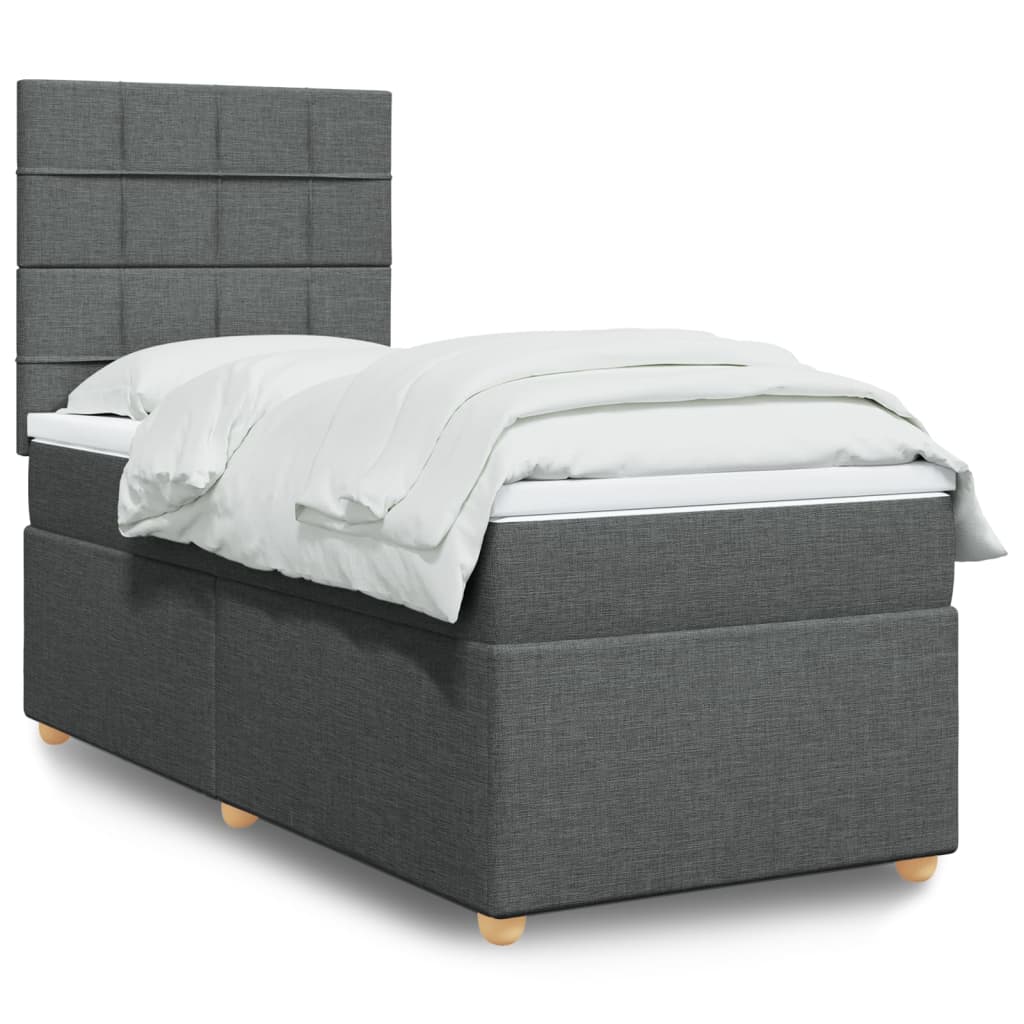Box Spring Postel S Matrací Textil Tmavě Šedá