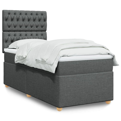 Box Spring Postel S Matrací Textil Tmavě Šedá