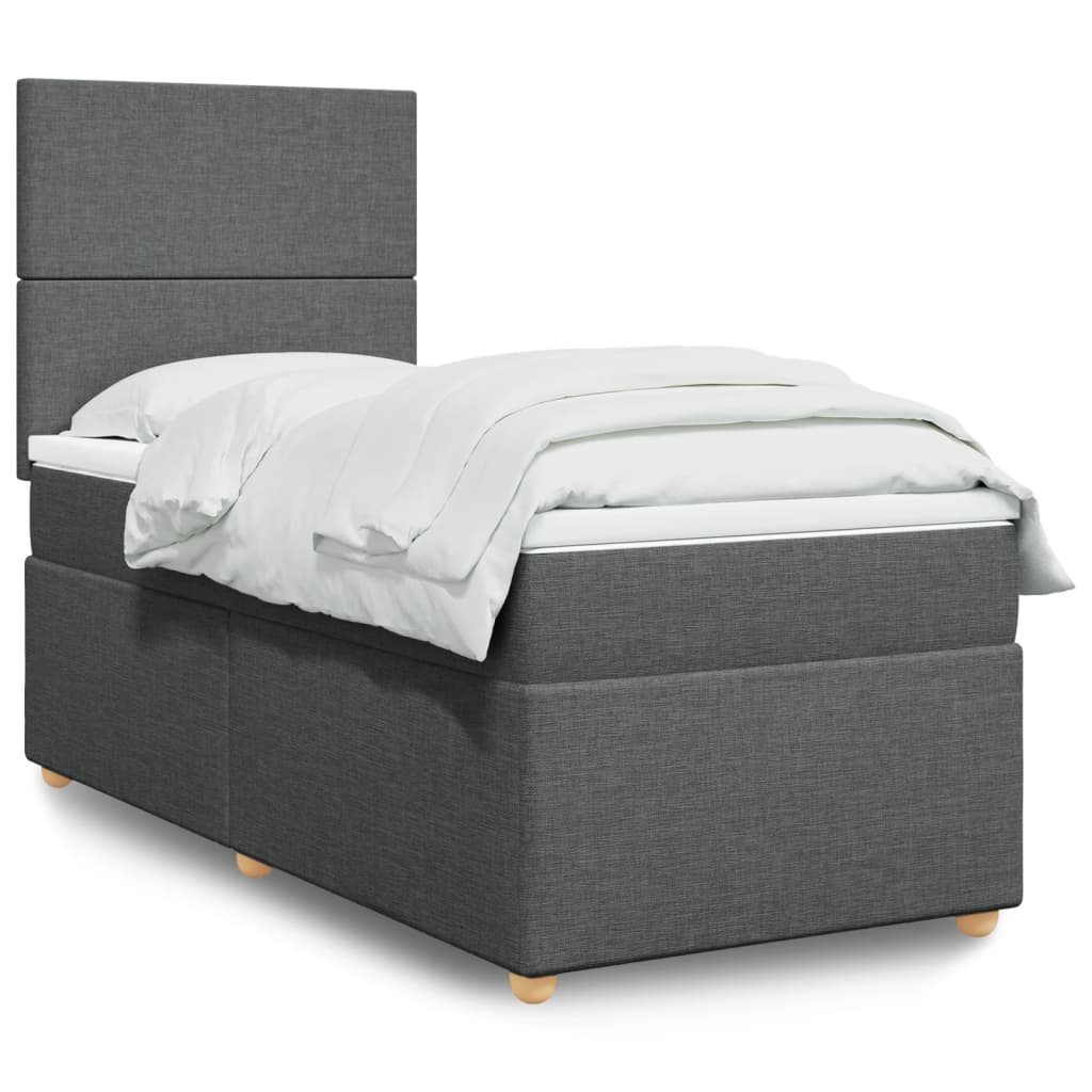 Box Spring Postel S Matrací Textil Tmavě Šedá