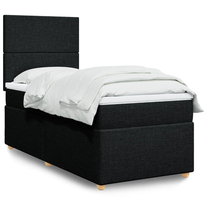 Box Spring Postel S Matrací Černá Textil Černá