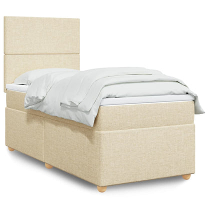 Box Spring Postel S Matrací Textil Krémová